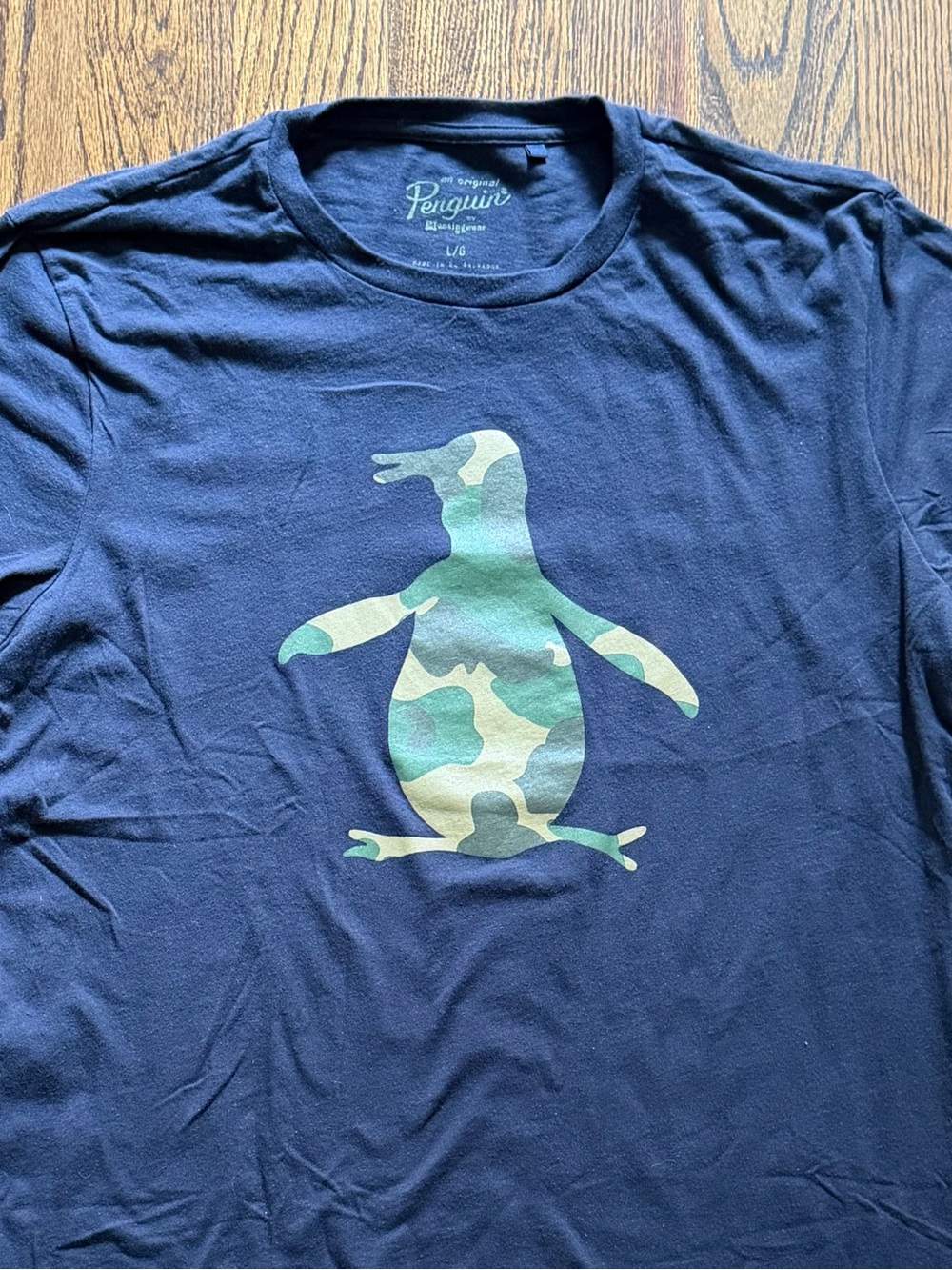Original Penguin Navy Short Sleeve Tee with Camo Penguin Logo
